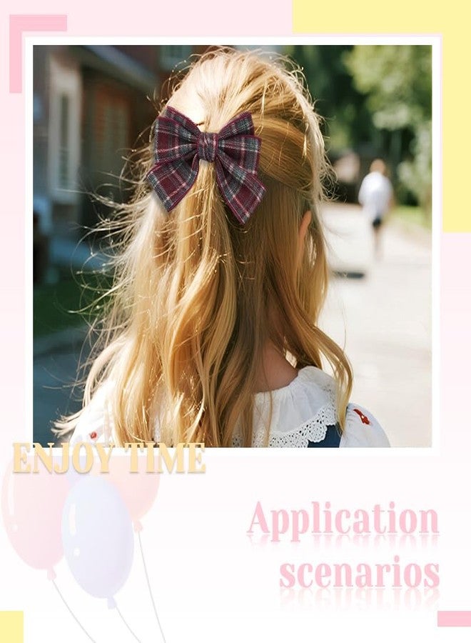 Borhmty Red Plaid Bow Hair Clips for Women Girls Daughter Niece Birthday Christmas Hair Accessories for Toddler Girls Cotton Linen Hair Bows Clips for Women British Style Hairclips Hair Barrette - Image 3